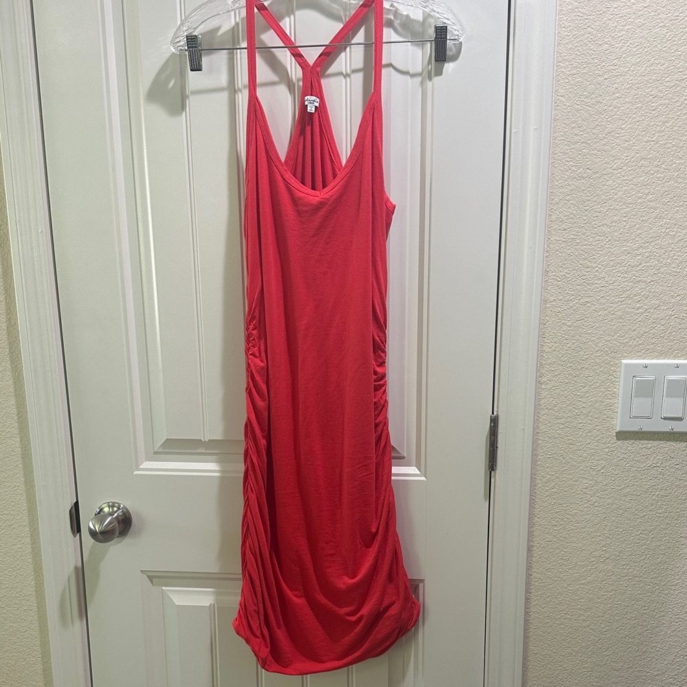 Splendid Racerback Ruched Cotton/Modal Knit Dress, Size L